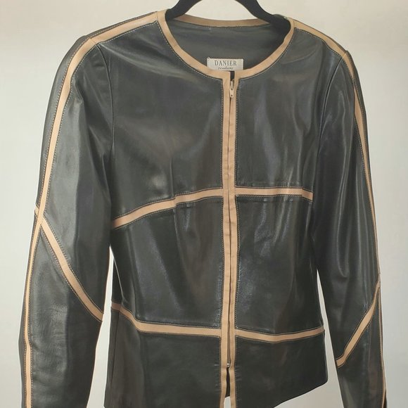 DANIER COUTURE BROWN SOFT LEATHER JACKET, SIZE SMALL - Picture 1 of 11